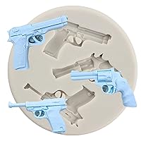 3D Craft Gun Handgun Silicone Mold For Cake Decorating Cupcake Topper Candy Chocolate Gum Paste Polymer Clay Set Of 1