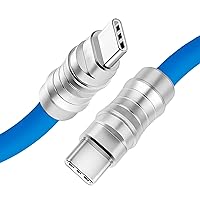 USB Type C to Type C PD100W Skin-Friendly Silicone Material Fast Charging Cable Metal Plug Shell USB-C Laptop Tablet Phone Universal Charging Cable (Blue 6.6Ft)