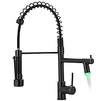 Oil Rubbed Bronze Kitchen Faucet with Pull Down Sprayer,Commercial Single Handle Single Hole Kitchen Sink Faucet with LED Light