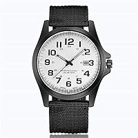 Luxury Men Watches Business Watch Nylon Strap Analog Quartz Wrist Watch Waterproof Stainless Steel Men Sport Wrist Watch (Color : Brown, Size : A)