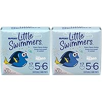 Swim Diapers Size 5-6 (32+ lbs), Huggies Little Swimmers Disposable Swimming Diapers, 17 Ct (Pack of 2)