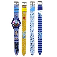 Accutime Kids Nickelodeon Blue's Clues Blue Digital LCD Quartz Childrens Wrist Watch for Boys, Girls, Toddlers with 4-in-1 Multicolor Graphic Interchangeable Straps (Model: BLU40001AZ)