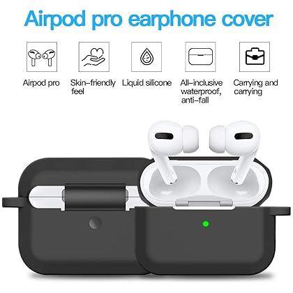 Airpods Pro Case Cover,Doboli Silicone Protective Case for Apple Airpod Pro (Front LED Visible) Black