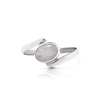 Koral Jewelry Moonstone Vintage Gipsy Small Ring 925 Sterling Silver Boho Chic US Size 5 6 7 8 9