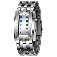 Reginald Men's Rectangular Stainless Steel Watch Blue LED Watch Classic Creative Fashion Black electroplated Watch