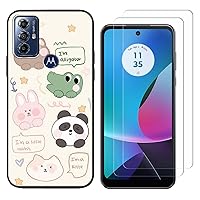 for Motorola Moto G Play (2023) Case with 2 Tempered Glass Screen Protectors, Animals Pattern Design, Slim Shockproof Protective Silicone Phone Cover for Girls Women Boys (Animals)