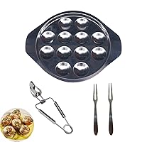 4 PCS Stainless Steel Snail Escargot Plate Set, Large Escargot Baking Dish Platter with Tong and 2 Forks, Round Mushroom Escargot Serving Tray, French Escargot Grill Pan, 12 Holes - (8.7