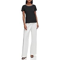 Calvin Klein Women's Hotfix Collar Detail Short Sleeve Shirt Top