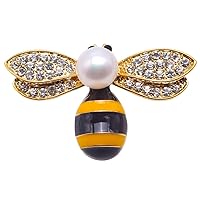 JYX Pearl Bee Brooch Pin 9mm White Freshwater Pearl Brooches for Women