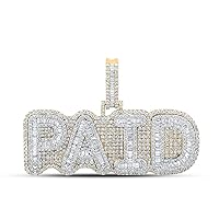 The Diamond Deal 10kt Two-tone Gold Mens Baguette Diamond Paid Charm Pendant 5-7/8 Cttw