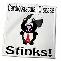 3dRose Cardiovascular Disease Stinks Skunk Awareness Ribbon Cause Design - Towels (twl-114385-3)