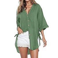 Womens Blouses Oversized Boho Floral Print Shirts Long Sleeve V-Neck Button Down Bohemian Work Tops Shirts