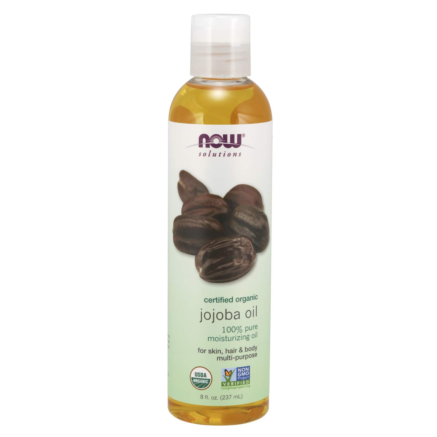 NOW Solutions, Organic Jojoba, Moisturizing Multi-Purpose Oil for Face, Hair and Body, 8-Ounce