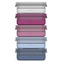 Ello 10 Pc BPA Free Plastic Meal Prep Container Set - 5 Pack with Silicone Boots, Airtight Lids, Dishwasher & Microwave Safe, Elderberry
