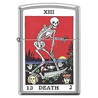 Tarot XIII Death Card Skeleton with Sickle Chrome Zippo Lighter