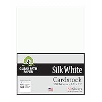 Silk White Cardstock - 8.5 x 11 inch - 100Lb Cover - 50 Sheets - Clear Path Paper