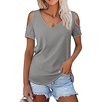 Sexy Clod Sholuder Tops for Women 2024 Summer Short Sleeve T Shirts Y2K Going Out Blouses Ladies Tunic Tops