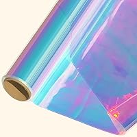 34in x 50ft Iridescent Cellophane Wrap Roll, Extra Wide Iridescent Film Cellophane Wrap Rainbow Colored Cellophane Wrap Iridescent Cellophane Roll for Gift Baskets, Crafts, Candy, Gifts, Flowers