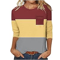 Summer Tops for Women, Womens Tops 3/4 Sleeve Crewneck Cute Shirts Casual Gradient Color Print Trendy Tops Summer T Shirt
