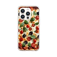 Cell Phone Case for iPhone 7, 8, X, XS, XR, 11, 12, 14, 15 Standard to Plus/Pro Max Sizes Cute Funny Pizza Sicilian Pizza Pie Foodie with Cheese Basil Black Olives and Tomatoes Design Slim Cover