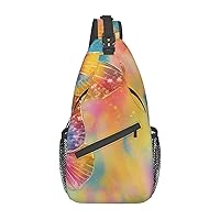 Colored Butterfly Print Pattern Cross Chest Bag Diagonally Multi Purpose Cross Body Bag Travel Hiking Backpack Men And Women One Size