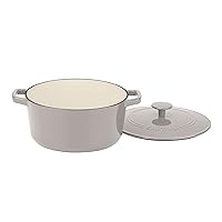 Chef's Classic Enameled Cast Iron 5-Quart Round Covered Casserole, Linen
