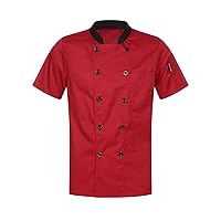 Men Women Short Sleeve Chef Coat Jacket Cooker Restaurant Uniform