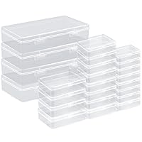 Plastic Box,24 Pack Plastic Storage Containers Empty Mini Clear Plastic Organizer Rectangular Bead Organizer with Hinged Lids for Beads, Crafts, Jewelry, Small Items