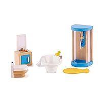 Hape Wooden Doll House Furniture Family Bathroom Set,White,Small