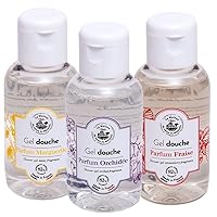 French Shower Gel - Stay Clean and Fresh On the Go - 1.69 Fl Oz Travel Size Bottles - Set of Three