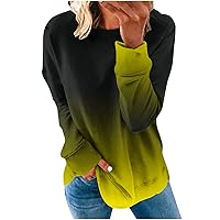 Womens Casual Long Sleeve Sweatshirt Crew Neck Casual Pullover Tops Fall Fashion Gradient Sweatshirts Relaxed Fit