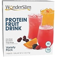 WonderSlim Protein Fruit Drink, Variety Pack, No Fat, Gluten Free, Keto Friendly & Low Carb (7ct)