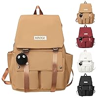 Kawaii Backpack with Cute Accessories Casual Aesthetic Daypack Travel Rucksack Lightweight Bookbag for Women (brown)