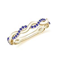 Natural 1mm Tanzanite Twisted Shank Promise Ring for Women Girls in Sterling Silver / 14K Solid Gold