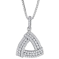 PEORA Sterling Silver Simulated Diamonds Triangle Knot Pendant Necklace, Hypoallergenic Jewelry for Women