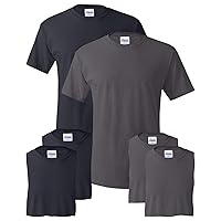 Hanes mens 5.2 oz. ComfortSoft Cotton T-Shirt(5280)-NAVY/SMOKE GRAY-XL-3PK