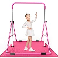 Expandable Gymnastics Bar for Kids - Height Adjustable Junior Training Bar for Home, Folding Gymnastic Horizontal Bars Equipment