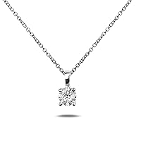 Diamond 4-claw Solitaire Pendant in 14K White Gold with 0.18ct certified GIA Diamonds (VS clarity, H color)
