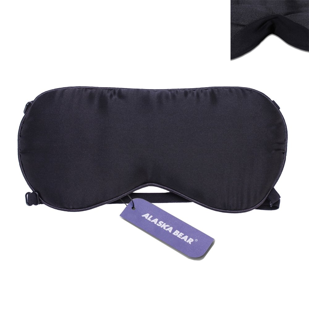 ALASKA BEAR Sleep Mask 2 Straps, Mulberry Silk, Twin Thin Elastic Bands Stay Put All Night, Super-Smooth Slim Eye Mask Two Adjustable Head Strings and Nose Baffle