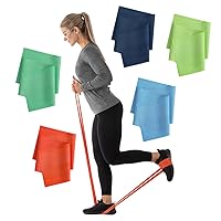 Non-Latex Exercise Band, 5 Pack, Improve Strength, Dexterity, and Flexibility, Stretch & Tone All Major Muscle Groups, Set of 5 Includes All Five Increasing Resistance Levels