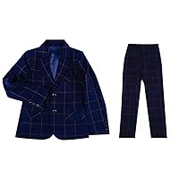Boys' Checked Suit Two Pieces Two Buttons Notch Lapel Prom Business Casual Tuxedos