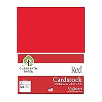 Clear Path Paper - Red Cardstock - 8.5 x 11 inch - 65Lb Cover - 50 Sheets