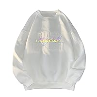GURUNVANI Mens Reflective Sweatshirt Graphic Pullover Casual Novelty Tops，W400White，Medium