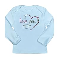Long Sleeve Infant T-Shirt I Love You Mom Burlap and Pink Heart
