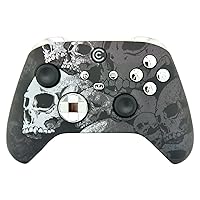Designer Series Custom Wireless Controller for PC, Windows, Xbox Series X/S & Xbox One - Multiple Designs Available (Black Skullz w/Silver Chrome Inserts)