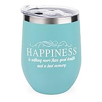 Happiness Is Nothing More Than Good Health And A Bad Memory Vacuum Insulated Tumbler Green Double Wall 12Ounce Unbreakable for Champaign Cocktail Beer Office Water Bottle