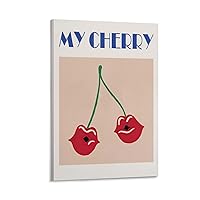 Posters for Room Aesthetic My Cherry Fruit Art Posters Girls Room Decor Home Posters Bedroom Decor Painting Canvas Wall Art Living Room Posters Gifts 12x18inch(30x45cm)