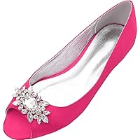 Womens Peep Toe Rhinestone Flats Wedding Shoes Slip On Bridal Shoes Bridesmaid