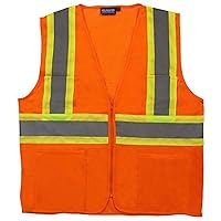 ERB 61829 S383P Class 2 Mesh Contrasting Trim Safety Vests, Hi-Viz Orange, 5X-Large