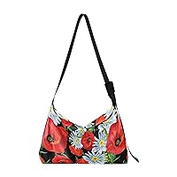 ALAZA Poppy Daisy Flower Chamomile Floral Womens Tote Bag Leather Shoulder Bag For Women Men Large Hobo Cross Body Bags Handbag